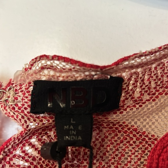 NBD Red Embroidery over Nude Dress-NWT-sz Large - Picture 9 of 15